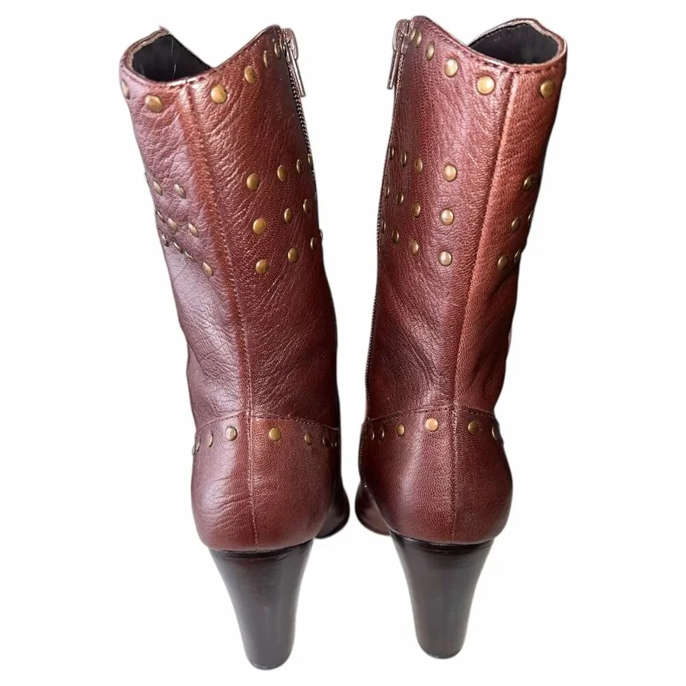 Steven Madden INCAA Brown Leather Pointed/Round Toe Boot Size 10